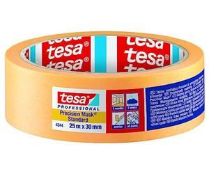 tesa Precision Masking Tape 4344 Standard, Confezione da 6, Nastro per mascheratura professionale con supporto in carta sottile, per mascheratura e copertura precise, arancione, 50 m x 25 mm cad