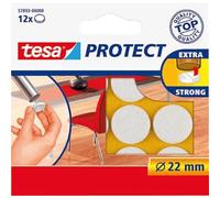 tesa Protect - Feltrini Antiscivolo - 12 Pezzi - Diametro 22 mm - bianchi | Feltrini Rotondi per Sedie, Tavoli e Mobili - Protegge le Superfici Delicate come il Parquet o il Laminato