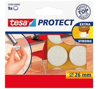 tesa Protect - Feltrini Antiscivolo - 9 Pezzi - Diametro 26 mm - bianchi | Feltrini Rotondi per Sedie, Tavoli e Mobili - Protegge le Superfici Delicate come il Parquet o il Laminato