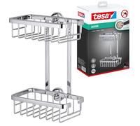 Tesa Ripiani Portaoggetti per Doccia Aluxx, Alluminio Cromato Lucido, Autoadesivo, Tecnologia di Montaggio Adesiva, 260mm x 180mm x 107mm