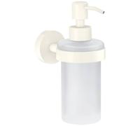 tesa Set Dispenser Sapone MOON WHITE - 200 ml - 70 mm x 171 mm x 119 mm | Distributore di Sapone Liquido da Muro - Vetro Satinato e Metallo Verniciato a Polvere - Soluzione Adesiva Inclusa