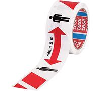 Tesa Signal Nastro per Distanziamento Sociale - Nastro Segnaletico - Segnala 1.5 m di Distanza di Sicurezza - Autoadesivo - Uso Interno Ed Esterno - Bianco e Rosso - 50 m x 50 mm
