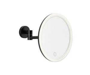 tesa Specchio Cosmetico a LED VISIOON di con Ingrandimento 5x - Nero | Specchio da Trucco senza Fili da Attaccare al Muro - Comandi Touch, Ricaricabile, Illuminazione Regolabile - Diametro 18 cm
