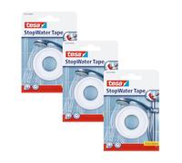 tesa StopWater Nastro per Riparazioni Idrauliche, Set di 3, Nastro autosigillante per riparazioni di tubature e flessibili, Impermeabile e deformabile, Colore: Bianco, 3x 12 m x 12 mm