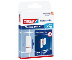 tesa Strisce Adesive Powerstrips per Superfici Lisce, 2 kg, Confezione da 9 | Strisce Biadesive per Superfici Solide e Lisce - Autoadesive, Capacità Massima 2 kg per Striscia