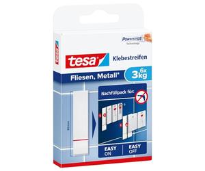 tesa Strisce Adesive Powerstrips per Superfici Lisce, 3 kg, Confezione da 6 | Strisce Biadesive per Superfici Rigide e Lisce - Autoadesive, Capacità Massima 3 kg per Striscia