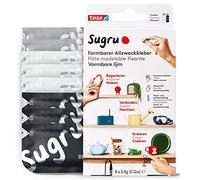 tesa Sugru Colla Modellabile Multiuso, Pasta adesiva versatile, per Riparare, Incollare e Fissare senza Forature, Confezione da 8 x 3.5 g, Nero/Bianco/Grigio