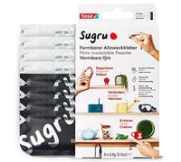 tesa Sugru Colla Multiuso Modellabile, Pasta adesiva versatile, per Decorare, Incollare, Riparare e per Creazioni Fai da Te, Confezione da 8 x 3.5 g, Nero/Bianco