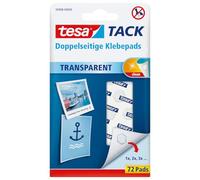 tesa TACK 72 PCS | Strisce Adesive Trasparenti per Pareti, Finestre e Specchi - Sottili, Biadesive
