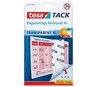 Tesa TACK XL 36 PCS | Strisce Adesive Trasparenti per Pareti, Finestre e Specchi - Sottili, Biadesive, in Alternativa alle Puntine da Disegno
