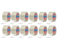 tesa tesapack 64014 - Nastro adesivo silenzioso, 66 m, per imballare pacchi e scatole di spedizione, trasparente (12 rotoli, singolo)