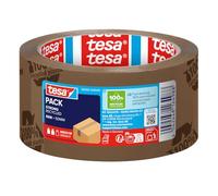Tesa tesapack Nastro Adesivo STRONG RECYCLED - 66m x 50mm, Marrone Stampato | Nastro da Imballaggio in Plastica Riciclata al 100%, Resistente agli UV e al Tempo, per Pacchi di Peso Medio, Silenzioso