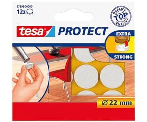 tesa UK Protect - Feltro antigraffio autoadesivo, diametro 22 mm, 12 pezzi, colore: Bianco