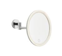 tesa VISIOON LED specchio da trucco con illuminazione dimmerabile - Touch Control, Ricaricabile, Ingrandimento 5x, Braccio Snodato - Montaggio Senza Foratura - 18 cm - cromato