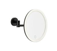 tesa VISIOON LED specchio da trucco con illuminazione dimmerabile - Touch Control, Ricaricabile, Ingrandimento 5x, Braccio Snodato - Montaggio Senza Foratura - 18 cm - nero