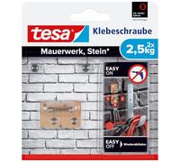 tesa Vite Adesiva per Muratura e Pietra, Quadrata, 2,5 kg - Confezione da 2 | Supporto da Parete Rettangolare Autoadesivo per Superfici Ruvide e Solide, in Interni ed Esterni - Capacità Massima 2,5 kg