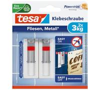 tesa Vite Adesiva per Superfici Lisce, Regolabile, Confezione da 2 | Supporto da Parete Autoadesivo e Regolabile in Altezza per Superfici Lisce e Solide in Ambienti Interni - 3 kg