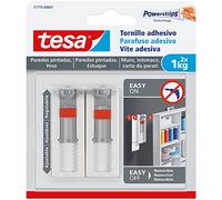 tesa® Vite Adesiva Regolabile da 1kg per Carta da Parati ed Intonaco, Bianco, Set di 2 Pezzi