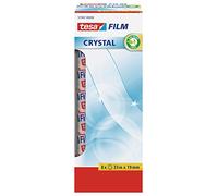 tesafilm Nastro Adesivo trasparente Crystal, Resistente all'Invecchiamento e allo Strappo, Rotoli di Biadesivo con Elevata Adesività, 33 m x 19 mm, Confezione da 8 Rotoli