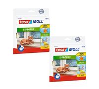 Tesamoll - Guarnizione autoadesiva in gomma con profilo E, per isolare fessure di finestre e porte, 2 x 10 m x 9 mm x 3,5 mm, colore: bianco