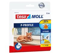 tesamoll P-Profile Seal - Gomma Sigillante per l'Isolamento degli Spazi tra Porte e Finestre - Bianco - 6 m x 9 mm x 5,5 mm