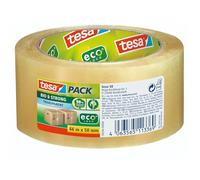 tesapack Bio & Strong - Nastro adesivo forte per pacchi - Materiale biologico al 98% - Sostenibile e riciclabile - Trasparente - 66 m x 50 mm