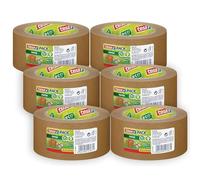 tesapack Carta ecoLogo - Nastro da imballaggio in Carta Ecologica, 60% di materiale organico - Marrone - 6x 50 m x 50 mm