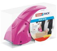 tesapack Dispenser Manuale Pack' n' Go, Dispenser ergonomico portatile, Con impugnatura antiscivolo, Incluso di nastro da imballaggio tesapack 50 m x 48 mm, Colore: Rosa