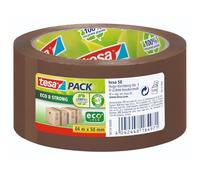 Tesapack Eco&Strong Ecologo - Nastro da Imballaggio Ecologico in Plastica Riciclata al 100%, Resistente ai Raggi Uv e All'Invecchiamento - Marrone - 66 m x 50 mm