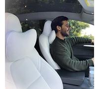 TESBEAUTY Cuscino poggiatesta auto aggiornato 2 confezioni in vera pelle nappa cuscino per collo auto Tesla Model Y Model 3 Model X Model S Universal Fit Neck Support Cushion White