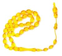 Tesbih Tasbih Tespih Misbaha Subha 33 37 cm Rosario musulmano islamico accessorio preghiera stile ottomano dorato effetto kehribar ovale 12 x 8 mm
