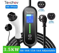 Teschev 3.5KW EV Charger Type2 IEC 62196 Connettore 16A 1 fase Tipo 1 SAEJ1772 Stazione di ricarica wallbox per veicoli elettrici Teschev 3.5kW 16A T1