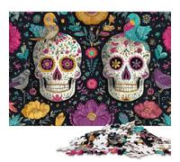 Teschi di Zucchero Colorati Puzzle in Legno Per Adulti Puzzle 1000 Pezzi Gioco EduGattoion Regalo Per Amore E Amico Decorazione Interna Unica Per Gioco Familiare Stress Relief 1000pcs (75x50cm)