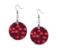 Teschi in sfumature di rosso orecchini in legno per le donne pendenti pendenti rotondi orecchini gioielli alla moda 3,0 x 6,1 cm