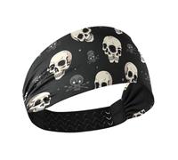 Teschi neri Halloween antiscivolo fasce per esercizi per le donne Fascia elastica per il sudore per sport atletici Corsa Calcio tennis