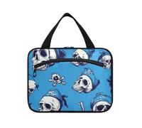 Teschi Pirata Scarlatto Blu Appeso Kit da Viaggio con Gancio Designer Unisex Borsa da Viaggio Articoli da toeletta per Accessori per le Donne Hotel estuche de maquillaje para Mujer, Teschi Pirata Blu