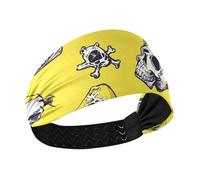 Teschi Pirata Scarlatto Giallo Antiscivolo? fascia spessa sudore elastico per atletica Sport basket Atletico Sport Palestra diadema para mujer
