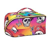 Teschi Pirata Scarlet Rainbow Cute Makeup Bags con divisori Portatile Make Up Borse per le Donne con Scomparti & Maniglia