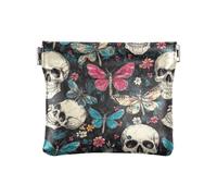 Teschi Retro Fiori Farfalla Donna In Pelle Monete Borsa Carino Cambiamento Titolare Della Carta Organizzatore per le Donne