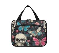 Teschi Retro Fiori Farfalla Hanging Toiletry Bag Hanging Travel Organizer con gancio, Designer Pieghevole Cosmetici Borse per la mamma Hotel bolsas para maquillaje de Mujer L