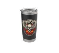 Teschio alato su Rock 'N' Roll con rose Fire Art Bicchiere termico in acciaio inox doppia parete