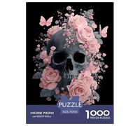 Teschio And Pink Rose Jigsaw 1000Pcs Elemento Horror Adulti E Bambini Puzzle Giochi Regalo Per Amore Amico 70x50cm/1000pcs