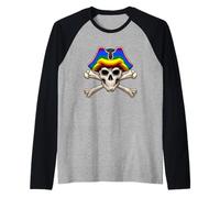Teschio Arcobaleno LGBTQ Gay Pirate Pride Maglia con Maniche Raglan