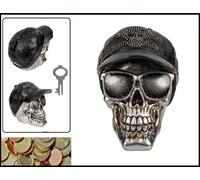Teschio Basecap Salvadanaio Nero Argento Design Teschio Heavy Metallo Hard Rock