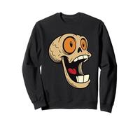 Teschio Cartoon Pazzo con Occhi Giganti e Bocca Aperta Felpa