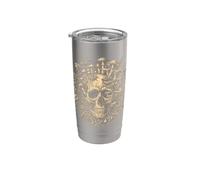 Teschio Con Funghi E Wild Botanicals Vintage Art Bicchiere termico in acciaio inox doppia parete