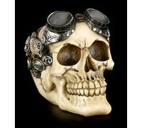 Teschio Con Ingranaggi - Occhiali Steampunk - Figura Decorativa Teschio Gotico