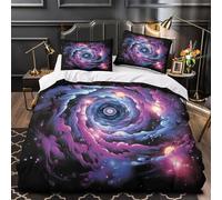 Teschio Cosmico copripiumino Biancheria da letto microfibra morbida motivo 3D incluso federe con cerniera Progettazione dello spazio Set Di Copripiumino for adulti e ragazze Double（200x200cm）