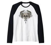 Teschio Croce Ali Goth Alt Grunge Halloween Gothic Emo Y2K Maglia con Maniche Raglan