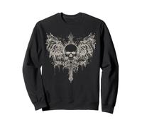 Teschio Croce Y2K Goth Alt Grunge Estetica Gotica Emo Ali Felpa